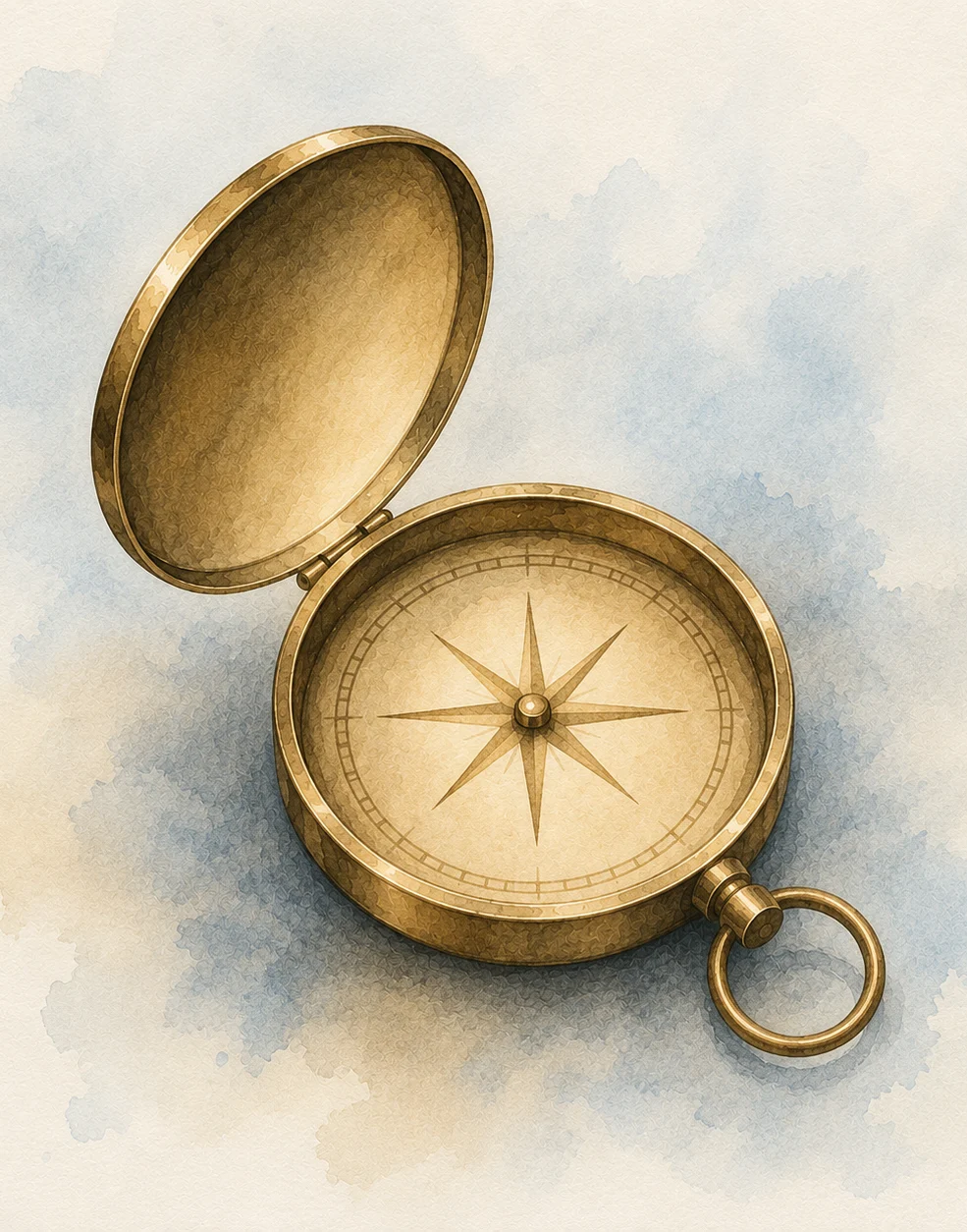 Watercolor open compass illustration