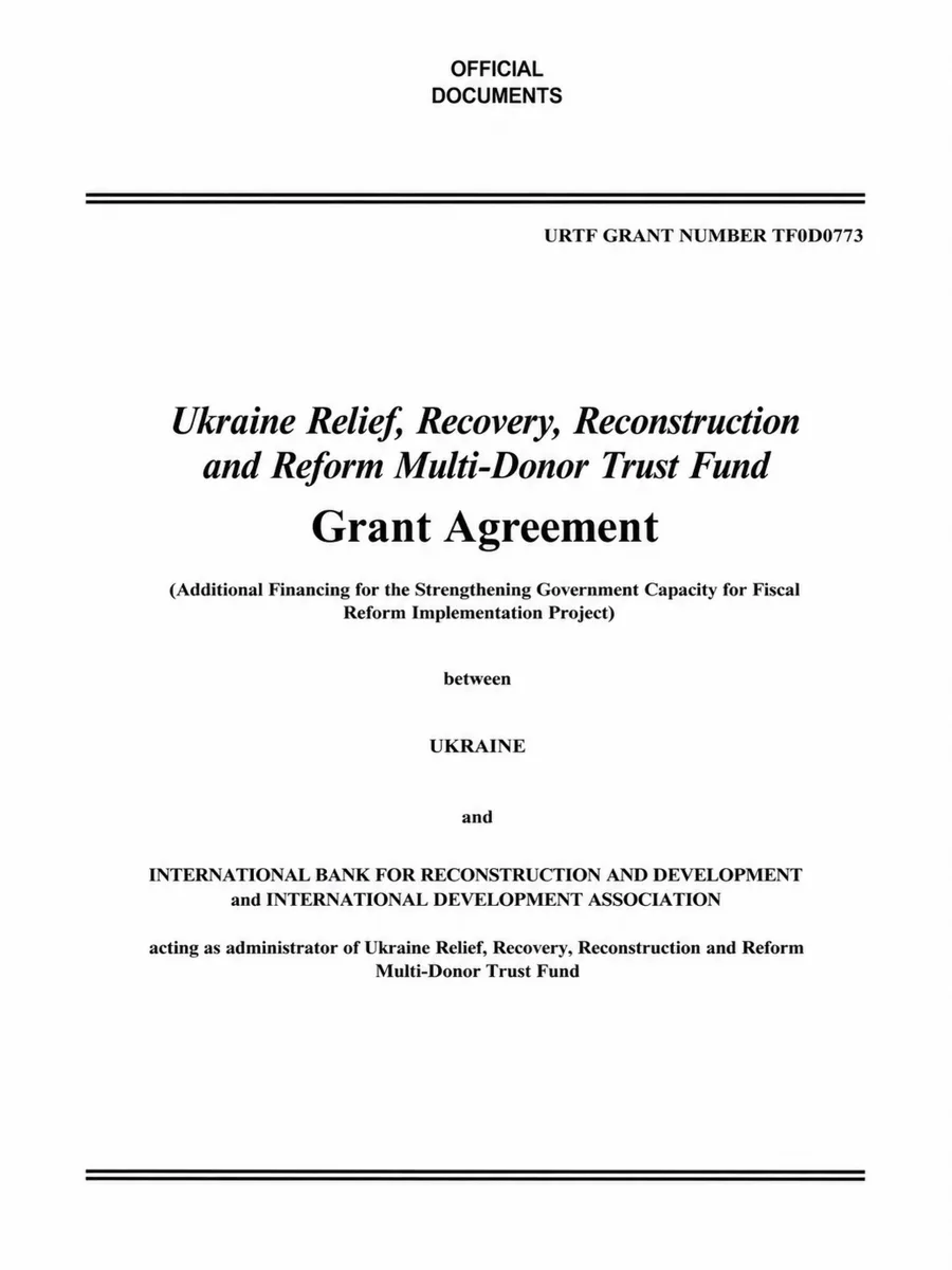 World Bank relief and recovery development policy loan agreement cover